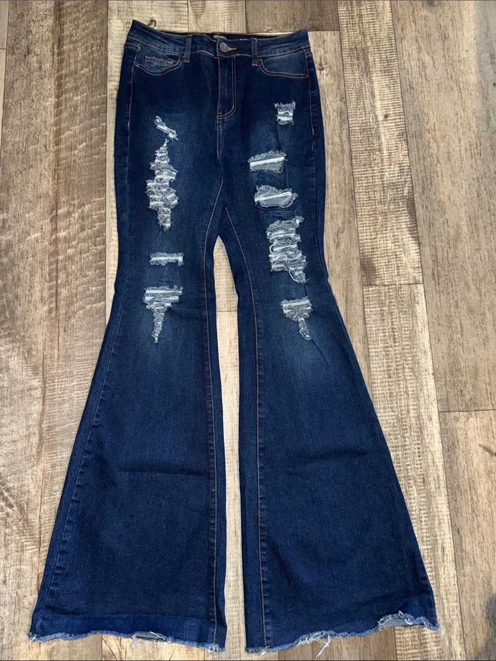 JACK DAVID Dark Blue Distressed FLARE -Leg Jeans- size 7